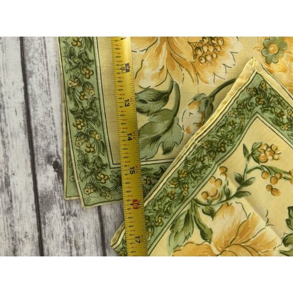 April Cornell Cloth Napkins Set of 4 Floral Square Yellow Green Cottage 16” - Picture 4 of 5